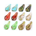 MC0012 12pcs/box Vintage Glass Drop Shaped Foil Lampwork Flower Pendants